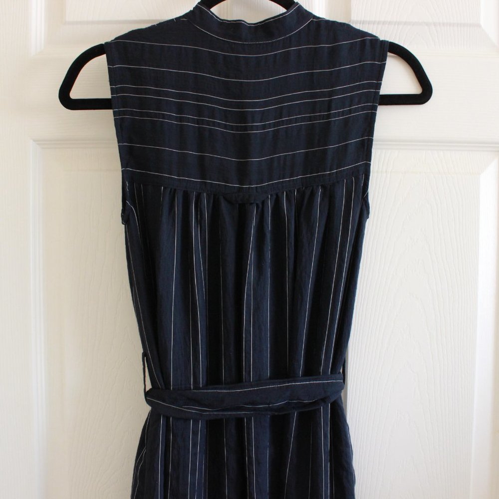 Vince Navy and White Drapey Stripe Midi Shirtdress - Picture 6 of 7